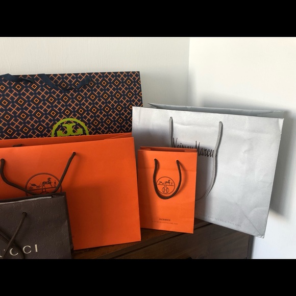Hermes, Tory Burch, Saint Laurent, Gucci, NM shopping paper bags + Hermes Bands. - Picture 6 of 6